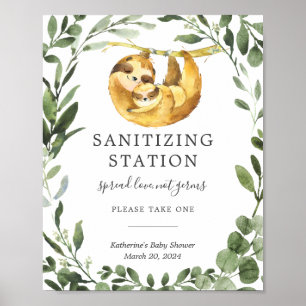 Mummy Sloth Baby Shower Sanitising Station Sign