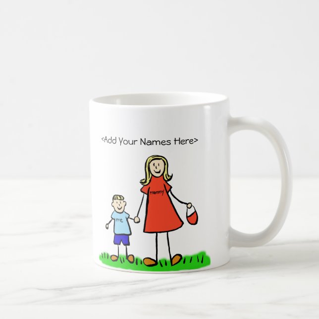 Mummy & Son - Blonde Family Personalised Mugs (Right)