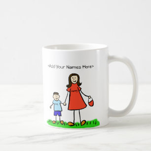 Mummy & Son - Brunette Family Custom Coffee Mugs