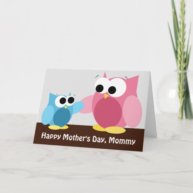 Mummy & Son Owls - Mother's Day Card (Front)