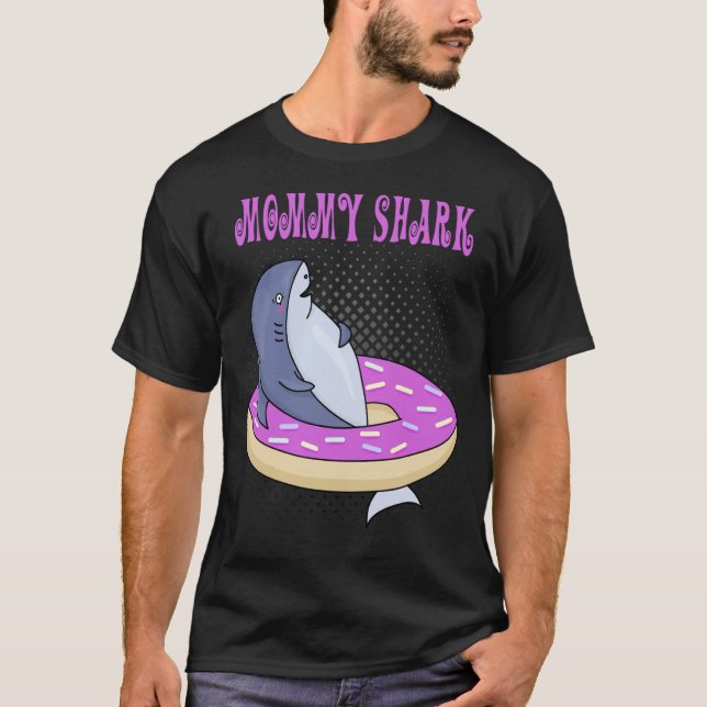 Mummy Swimming Shark Doughnut Cute Merch T-Shirt (Front)