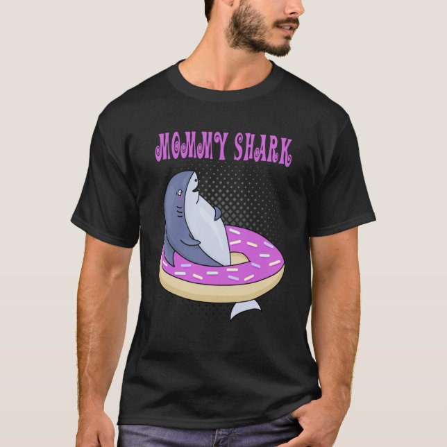 Mummy Swimming Shark Doughnut Cute Merch T-Shirt (Front)
