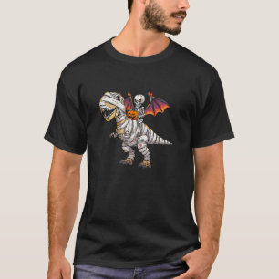 Mummy T-Rex Bat Skeleton Halloween Rider T-Shirt