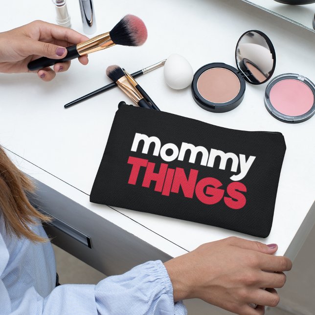 Mummy Things Stuff Bold Typography Black Stylish Accessory Pouch (Creator Uploaded)