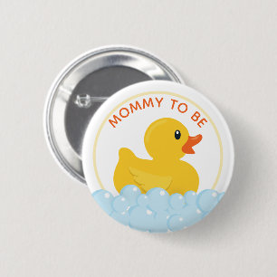 Mummy-to-Be Baby Shower Button   Cute Yellow Rubbe