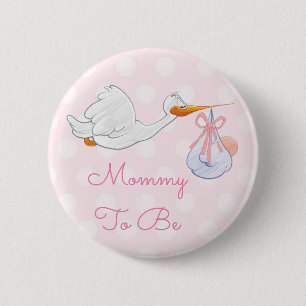 Mummy to be Baby Shower Button Pink Stork
