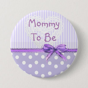 Mummy to be Baby Shower Button: Purple Bow 7.5 Cm Round Badge