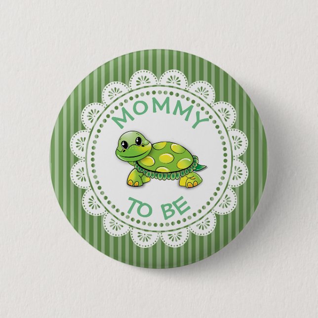 Mummy to be Baby Shower Button Turtle themed (Front)