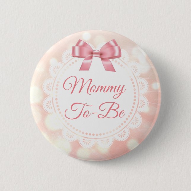 Mummy To Be Baby Shower Coral Lace Button (Front)