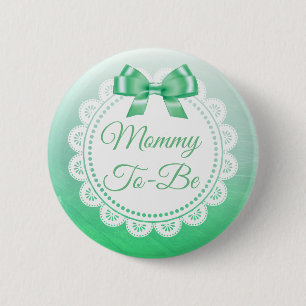 Mummy To Be Baby Shower Green Lace Button