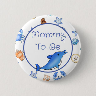 Mummy To Be   Baby Shower in Beach Theme 6 Cm Round Badge