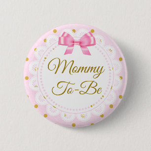 Mummy To Be Baby Shower Pink & Gold Button