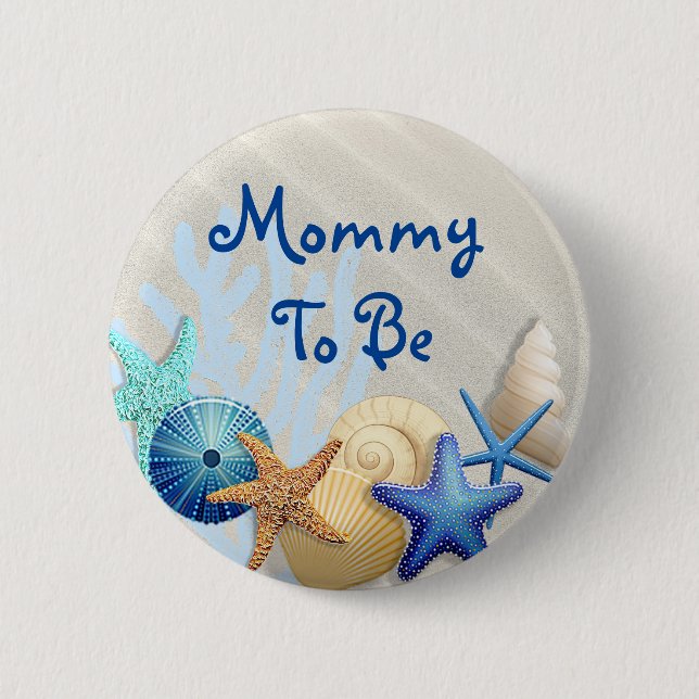 Mummy to Be, Beach Themed Baby Shower 6 Cm Round Badge (Front)