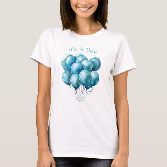 Mummy To Be Blue Balloons It's A Boy T-Shirt (Front)