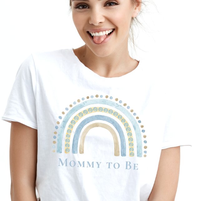 Mummy to Be  Blue Boho Rainbow T-Shirt (Mommy to Be  Blue Boho Rainbow T-Shirt)