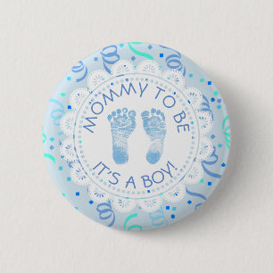 Mummy to be Blue confetti Baby Shower Button