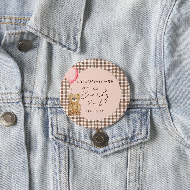 Mummy To Be Can Bearly Wait Girl Baby Shower  7.5 Cm Round Badge (In Situ)