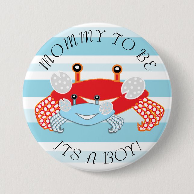 Mummy to be Crab Its a Boy Baby Shower Button (Front)