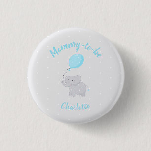 Mummy-to-be Cute Elephant Baby Shower Boy 3 Cm Round Badge