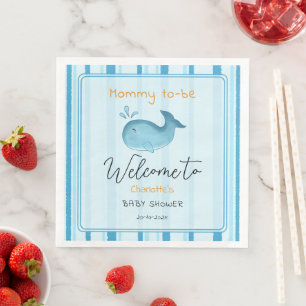 Mummy To Be Cute Whale Baby Shower Napkin