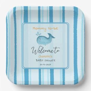 Mummy To Be Cute Whale Baby Shower Paper Plate