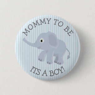 Mummy to be Elephant Blue Striped Baby Shower Pin