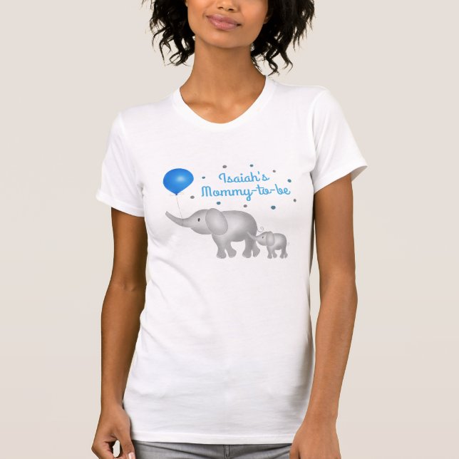 Mummy To Be Elephant Mum & Baby Boy Baby Shower T-Shirt (Front)