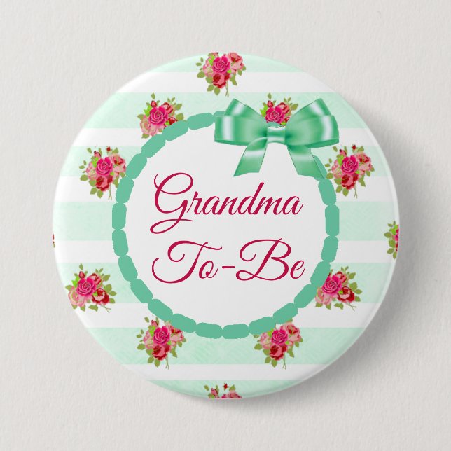Mummy to be Floral Chic Roses Button (Front)