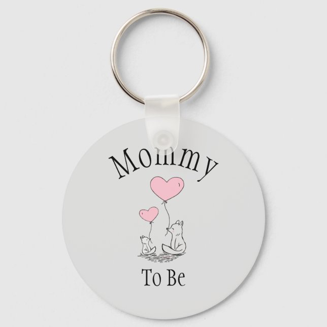 Mummy To Be Fox Baby Shower Keychain (Front)