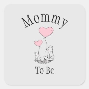 Mummy To Be Fox Baby Shower Square Sticker