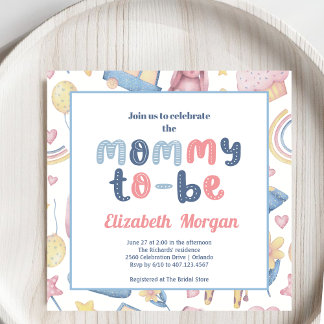 Mummy to be Gender Neutral Rainbow Coloful Invitation