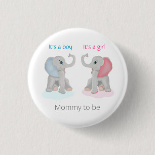 Mummy to be Gender Reveal Elephant Baby Shower  3 Cm Round Badge
