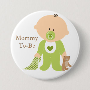 Mummy To Be Green Baby Button