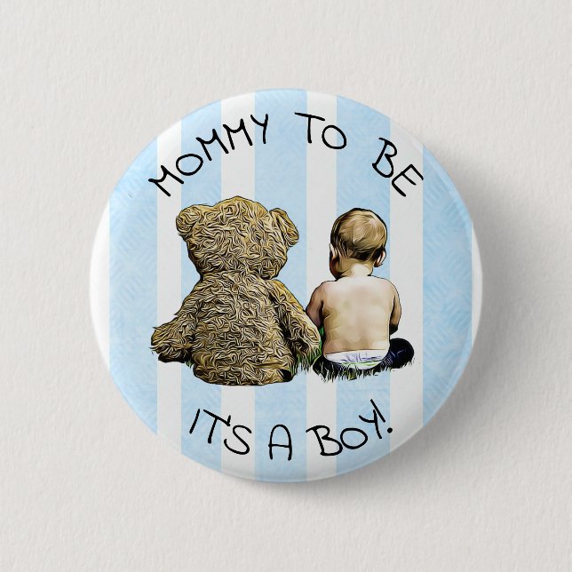 Mummy to be, Its a boy, Baby Shower Button (Front)