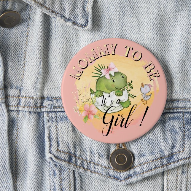 Mummy to Be - It's a Girl! Pink Baby Shower Button (Mommy to Be - It's a Girl! Pink Baby Shower Button)