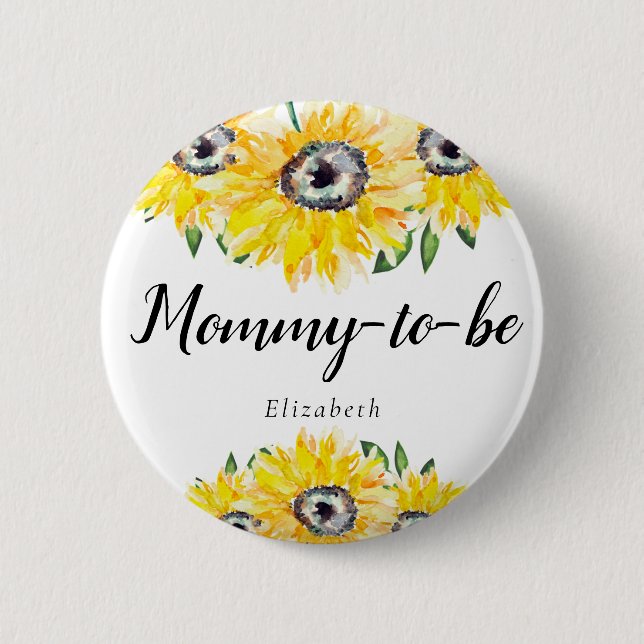 Mummy to Be New Mum Sunflower Baby Shower Floral 6 Cm Round Badge (Front)