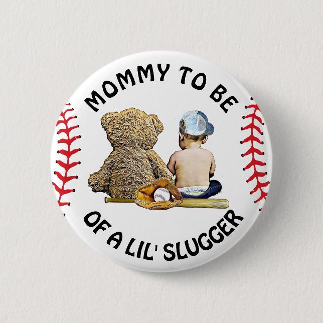 Mummy to Be of a Lil Slugger Baby Shower Button (Front)