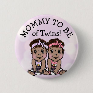 Mummy to be of Twins, Ethnic Baby Shower 6 Cm Round Badge