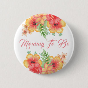 Mummy to be Peach Orange and Coral Baby shower 6 Cm Round Badge