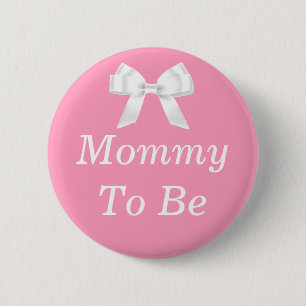 Mummy to Be Pink and White Baby Shower 6 Cm Round Badge