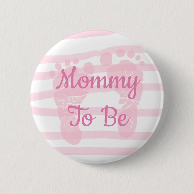 Mummy to be Pink and White Girl Baby Shower button (Front)