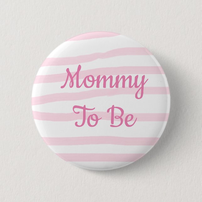 Mummy to be Pink and White Girl Baby Shower button (Front)