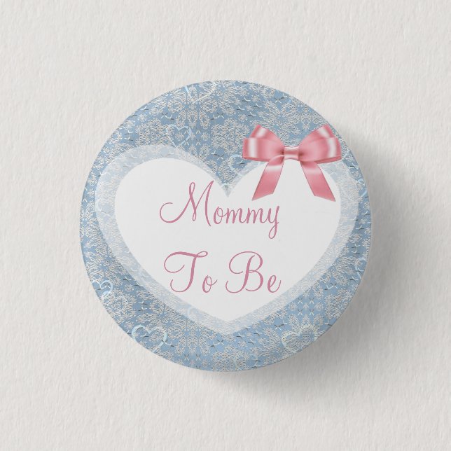 Mummy to be Pink & Blue Baby Shower Button (Front)