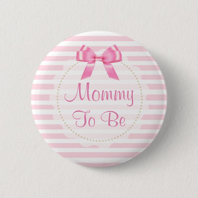 Mummy to be Pink Bow Baby Shower Button (Front)