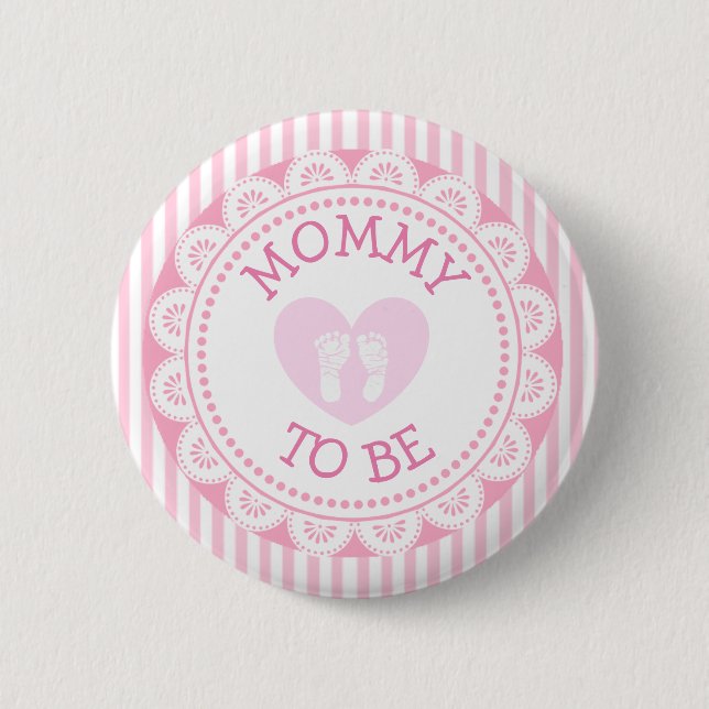 Mummy to Be Pink Heart Baby Shower Button (Front)