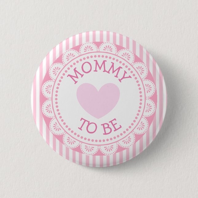Mummy to Be Pink Heart Baby Shower Button (Front)