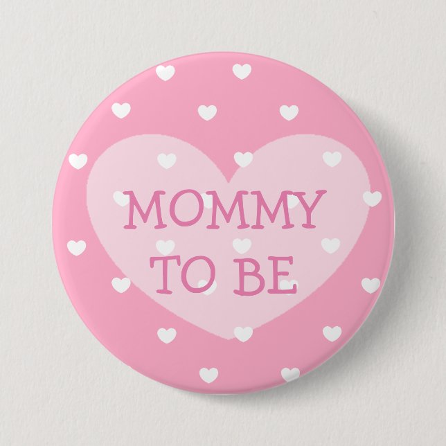 Mummy to be pink hearts Baby Shower Button (Front)