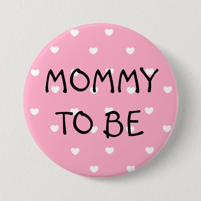 Mummy to be pink hearts Baby Shower Button (Front)