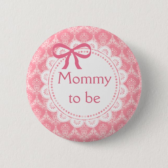 Mummy to be Pink Lace Baby Shower button (Front)