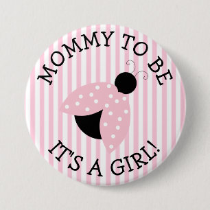 "Mummy To Be" Pink Ladybug Baby Shower Button
